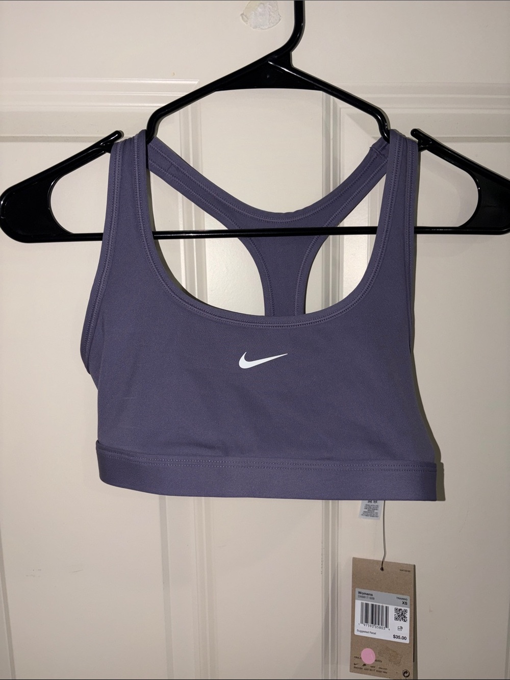Nike Lavender Racerback Sports Bra with White Swoosh